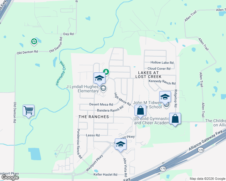 map of restaurants, bars, coffee shops, grocery stores, and more near 13817 High Mesa Road in Roanoke