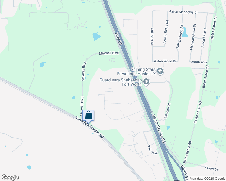 map of restaurants, bars, coffee shops, grocery stores, and more near 3422 Family Drive in Fort Worth