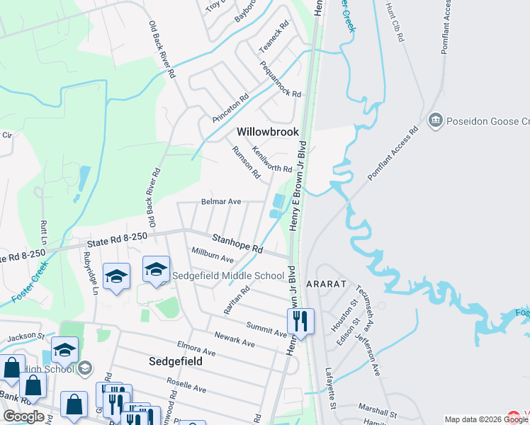 map of restaurants, bars, coffee shops, grocery stores, and more near 150 Rahway Road in Goose Creek