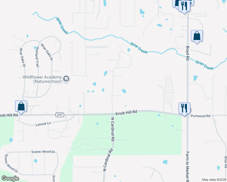 map of restaurants, bars, coffee shops, grocery stores, and more near 3104 North Cardinal Road in Azle