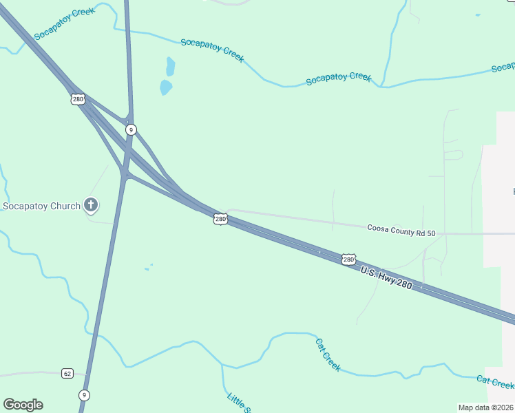 map of restaurants, bars, coffee shops, grocery stores, and more near 265 Coosa County Road 50 in Kellyton