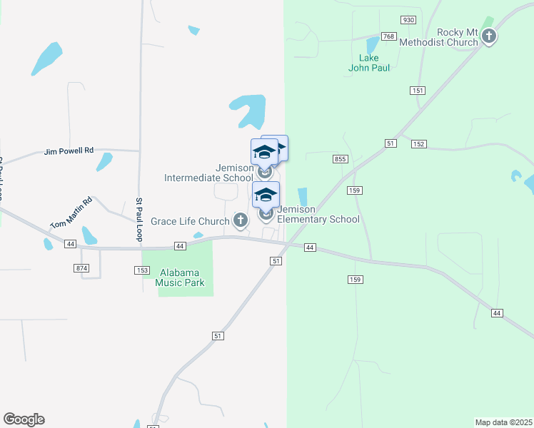 map of restaurants, bars, coffee shops, grocery stores, and more near 1495 County Road 44 in Jemison
