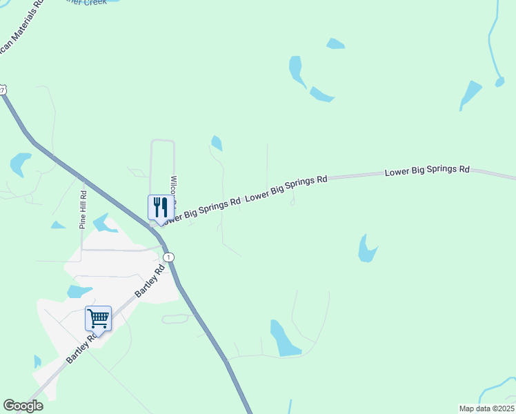 map of restaurants, bars, coffee shops, grocery stores, and more near 142 Lower Big Springs Road in LaGrange