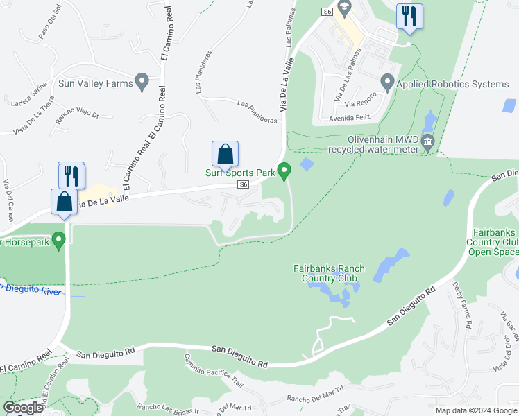 map of restaurants, bars, coffee shops, grocery stores, and more near 4670 Caminito San Sebastian in Del Mar