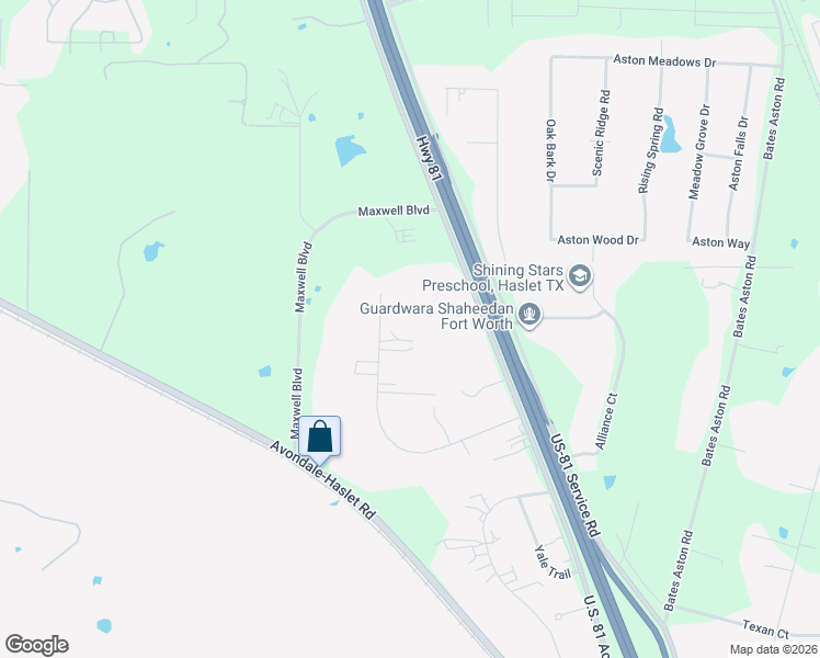 map of restaurants, bars, coffee shops, grocery stores, and more near 3422 Family Drive in Fort Worth