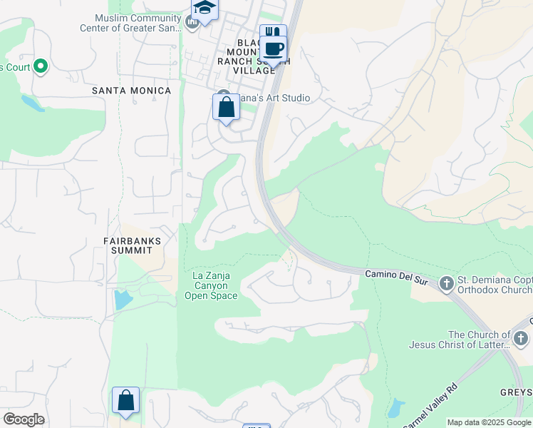 map of restaurants, bars, coffee shops, grocery stores, and more near 2 Camino Del Sur in San Diego