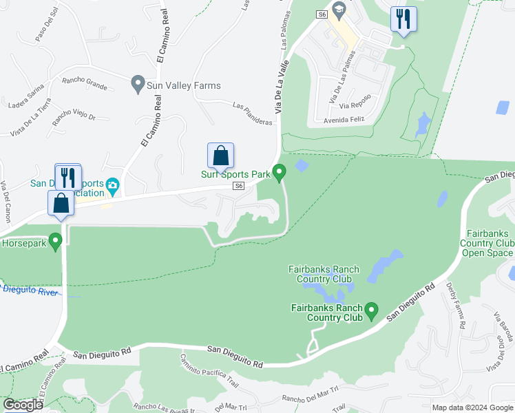 map of restaurants, bars, coffee shops, grocery stores, and more near 4670 Caminito San Sebastian in Del Mar