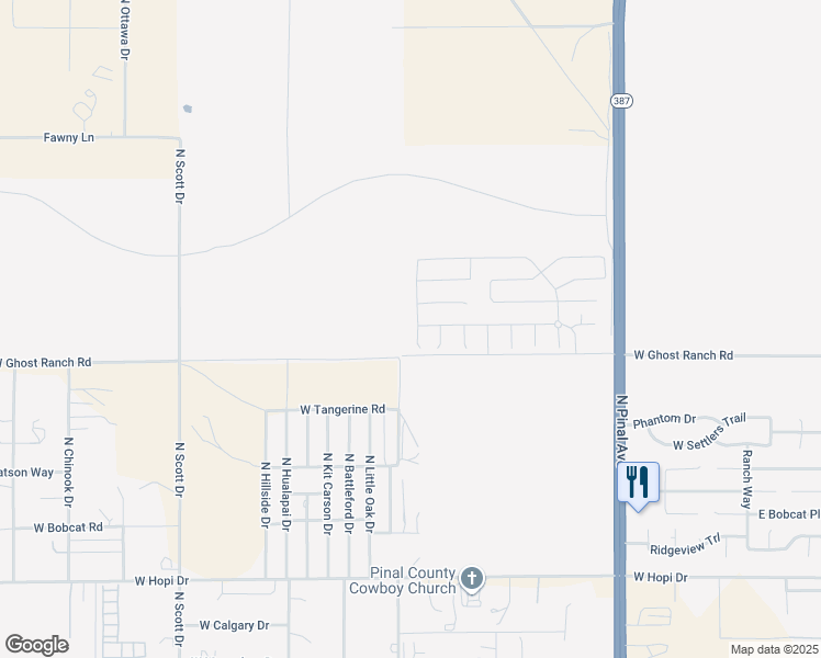 map of restaurants, bars, coffee shops, grocery stores, and more near 11110 North Little Oak Drive in Casa Grande