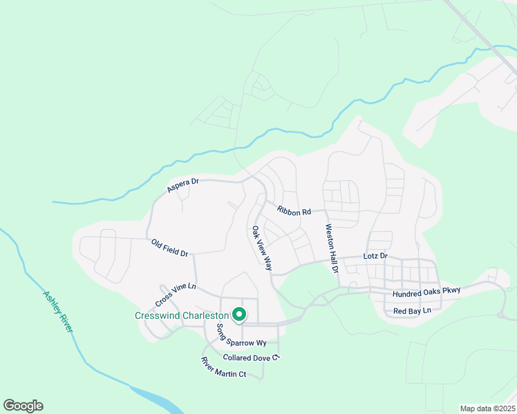 map of restaurants, bars, coffee shops, grocery stores, and more near 257 Oak View Way in Summerville