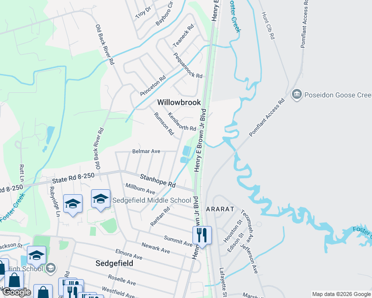 map of restaurants, bars, coffee shops, grocery stores, and more near 167 Rahway Road in Goose Creek