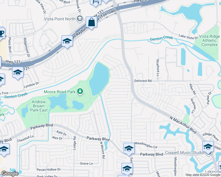 map of restaurants, bars, coffee shops, grocery stores, and more near 613 Phillips Dr in Coppell