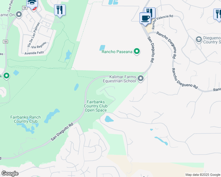 map of restaurants, bars, coffee shops, grocery stores, and more near 5302 Caminito Providencia in Rancho Santa Fe