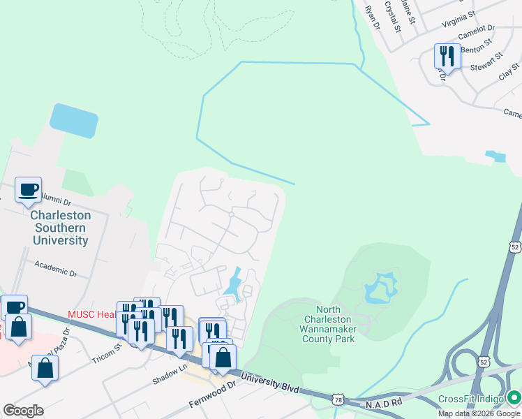 map of restaurants, bars, coffee shops, grocery stores, and more near 2423 Tuscany Drive in North Charleston