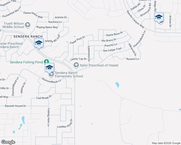map of restaurants, bars, coffee shops, grocery stores, and more near 14000 Esperanza Drive in Haslet