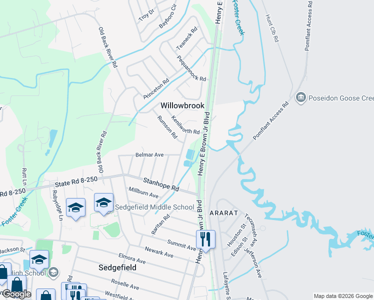 map of restaurants, bars, coffee shops, grocery stores, and more near 167 Rahway Road in Goose Creek