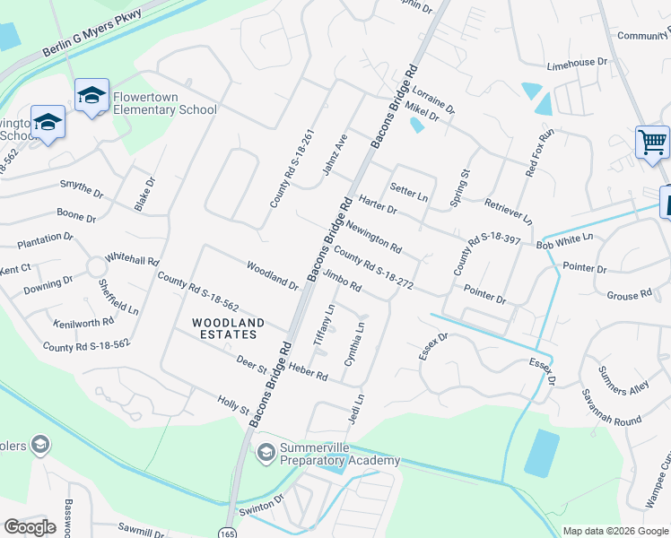 map of restaurants, bars, coffee shops, grocery stores, and more near 197 Jimbo Road in Summerville