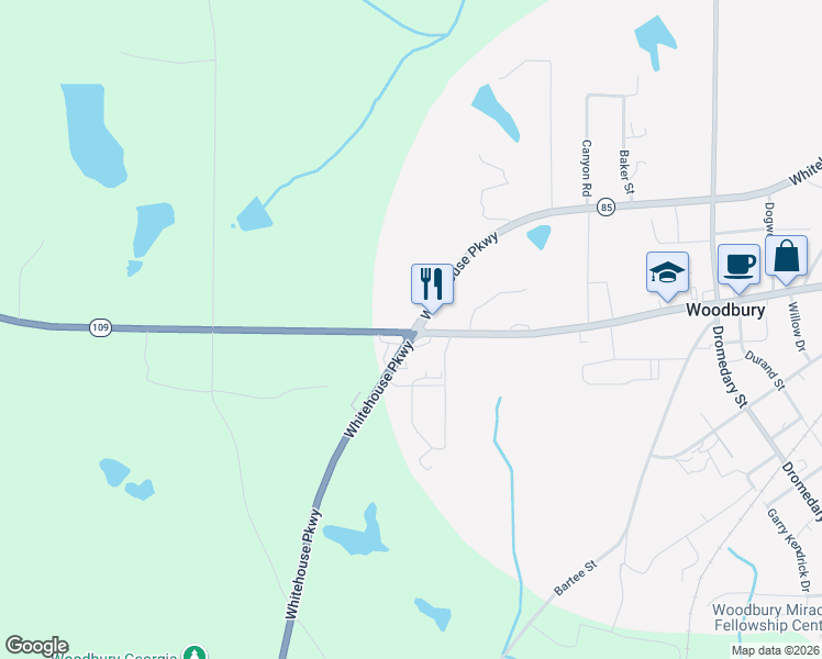 map of restaurants, bars, coffee shops, grocery stores, and more near 12685 Whitehouse Parkway in Woodbury