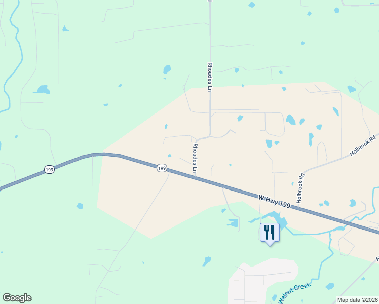 map of restaurants, bars, coffee shops, grocery stores, and more near 251 Rhoades Lane in Springtown