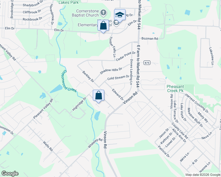 map of restaurants, bars, coffee shops, grocery stores, and more near 1904 Edward Drive in Wylie