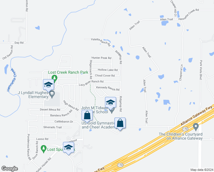 map of restaurants, bars, coffee shops, grocery stores, and more near 3941 Kennedy Ranch Road in Roanoke