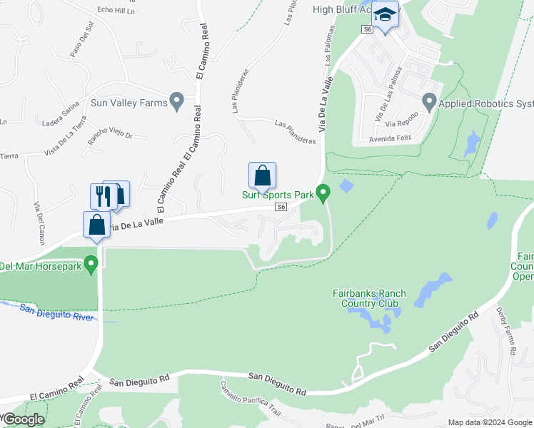 map of restaurants, bars, coffee shops, grocery stores, and more near 4450 Caminito Tecera in Del Mar