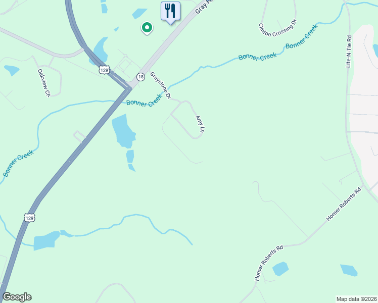 map of restaurants, bars, coffee shops, grocery stores, and more near 375 Amanda Drive in Gray