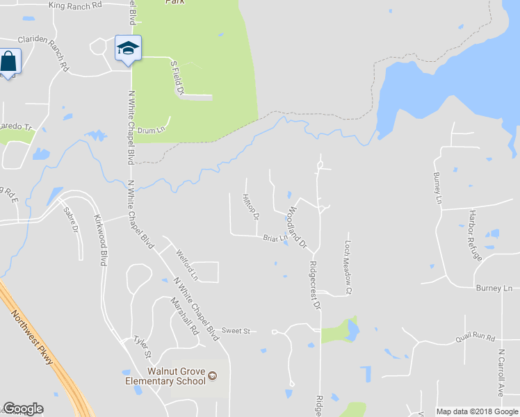 map of restaurants, bars, coffee shops, grocery stores, and more near 3151 Hilltop Drive in Southlake