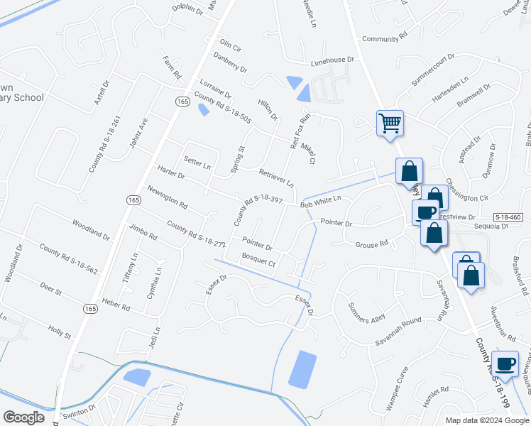 map of restaurants, bars, coffee shops, grocery stores, and more near 110 County Road S-18-491 in Summerville