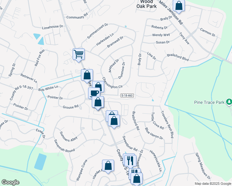 map of restaurants, bars, coffee shops, grocery stores, and more near 308 Crestview Drive in Summerville