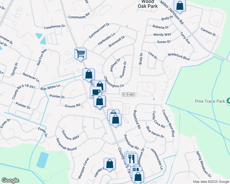 map of restaurants, bars, coffee shops, grocery stores, and more near 306 Crestview Drive in Summerville