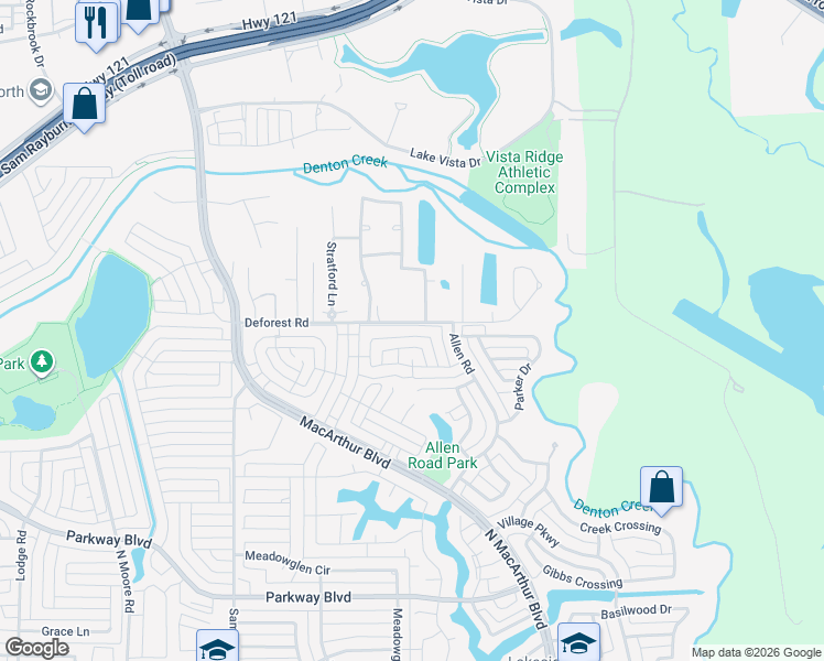 map of restaurants, bars, coffee shops, grocery stores, and more near 825 Cheshire Drive in Coppell