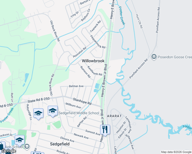 map of restaurants, bars, coffee shops, grocery stores, and more near 167 Rahway Road in Goose Creek