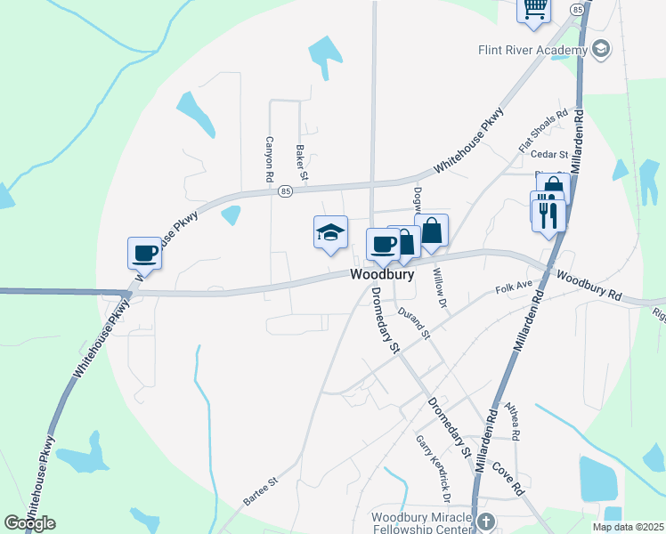map of restaurants, bars, coffee shops, grocery stores, and more near 17983 Main Street in Woodbury