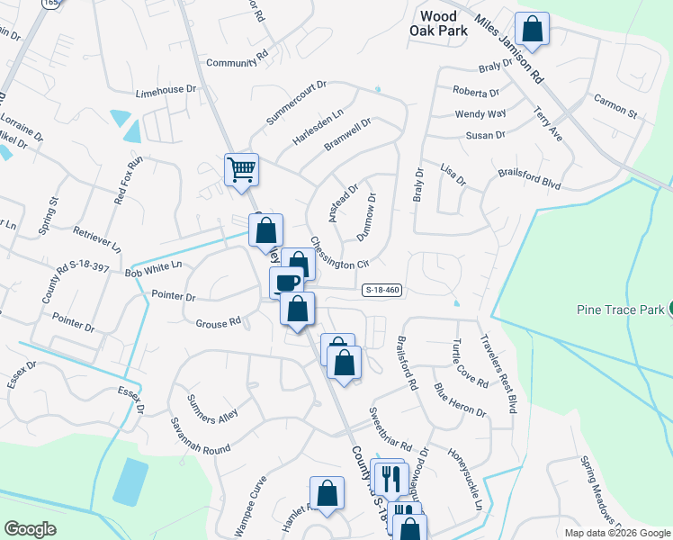 map of restaurants, bars, coffee shops, grocery stores, and more near 306 Crestview Drive in Summerville