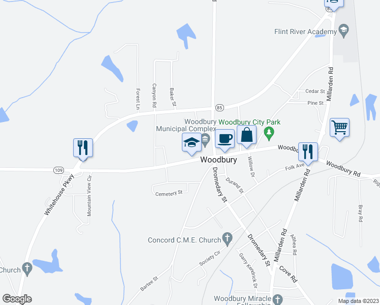 map of restaurants, bars, coffee shops, grocery stores, and more near in Woodbury