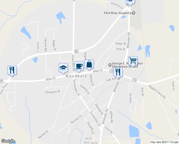 map of restaurants, bars, coffee shops, grocery stores, and more near 18608 Woodbury Rd in Woodbury