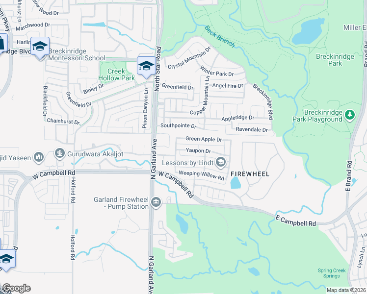 map of restaurants, bars, coffee shops, grocery stores, and more near 710 Green Apple Drive in Garland