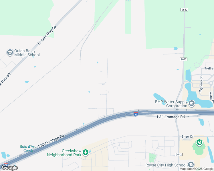 map of restaurants, bars, coffee shops, grocery stores, and more near Industrial Drive in Royse City
