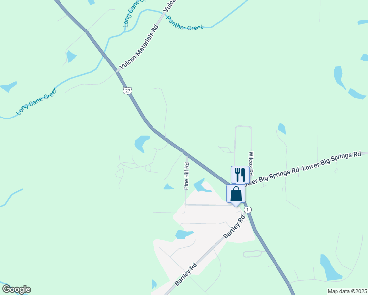 map of restaurants, bars, coffee shops, grocery stores, and more near 2731 Hamilton Road in LaGrange