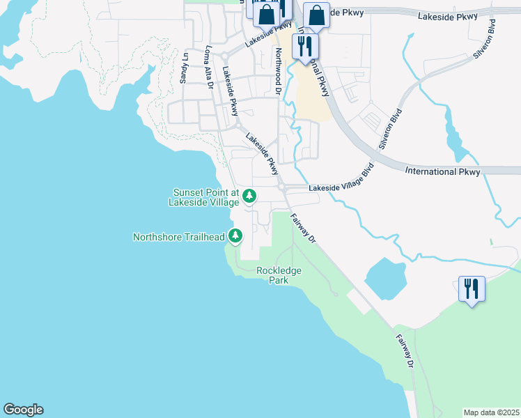 map of restaurants, bars, coffee shops, grocery stores, and more near 113 Long Prairie Road in Flower Mound