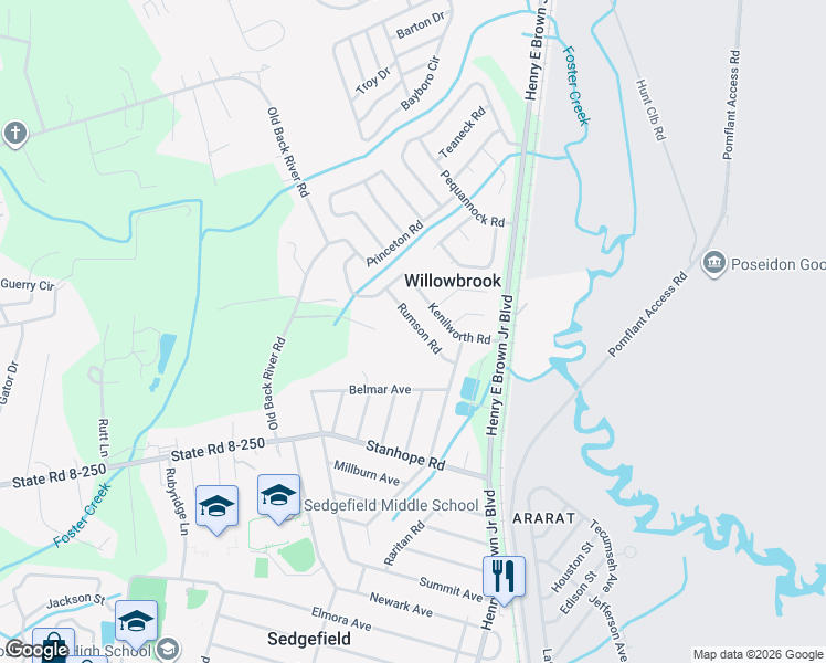 map of restaurants, bars, coffee shops, grocery stores, and more near 17 Rumson Road in Goose Creek