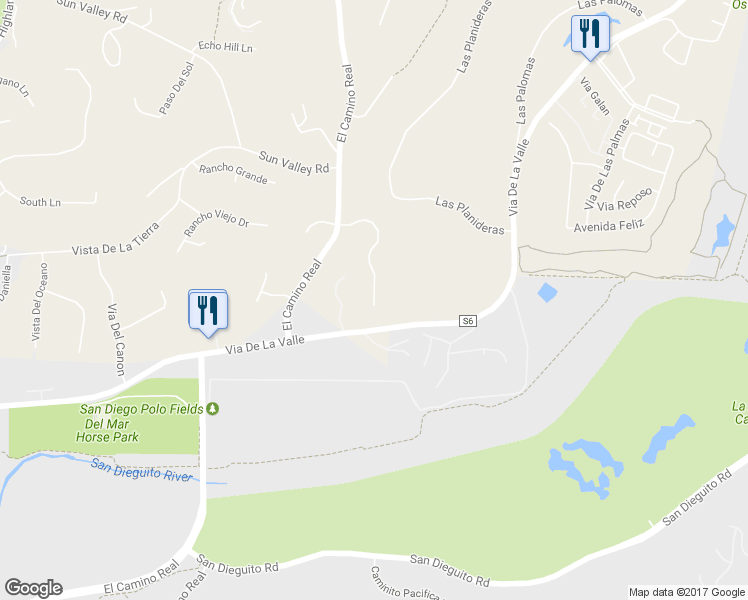 map of restaurants, bars, coffee shops, grocery stores, and more near 14870 Rancho Real in Del Mar