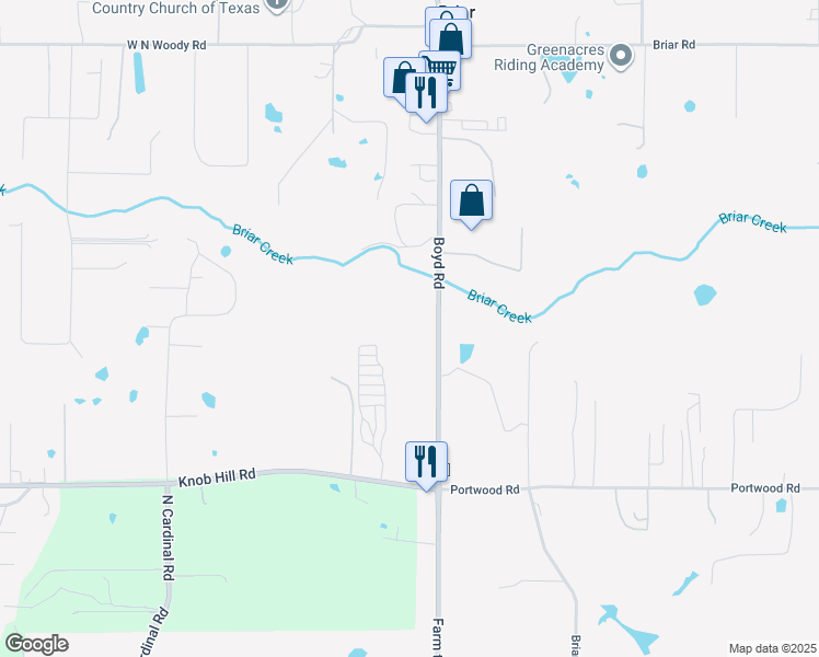 map of restaurants, bars, coffee shops, grocery stores, and more near 14135 Farm to Market Road 730 North in Azle
