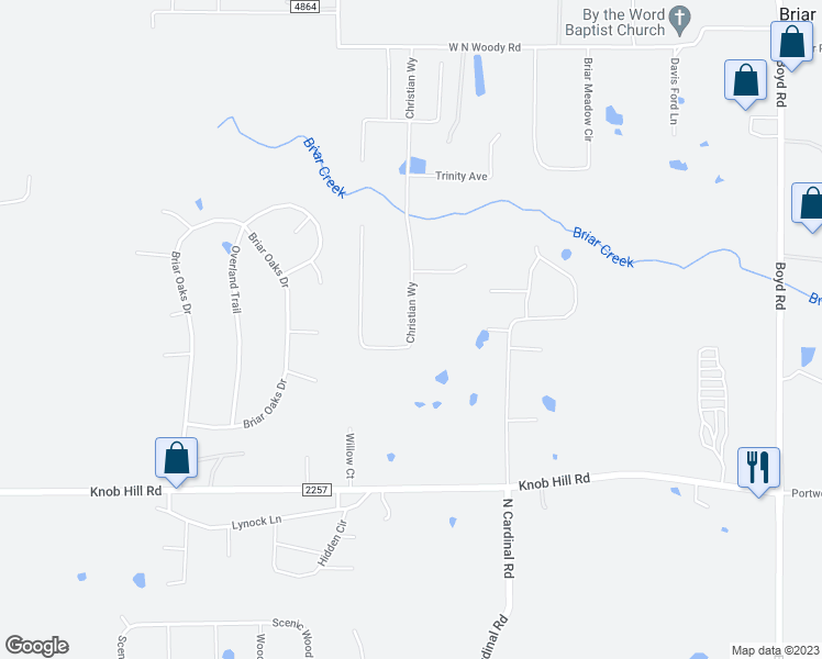 map of restaurants, bars, coffee shops, grocery stores, and more near 424 Christian Way in Azle