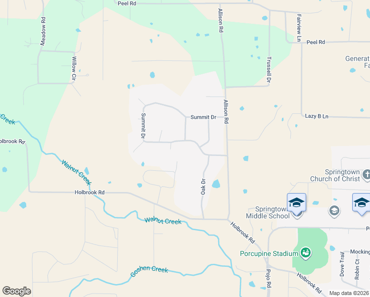 map of restaurants, bars, coffee shops, grocery stores, and more near 401 Summit Drive in Springtown