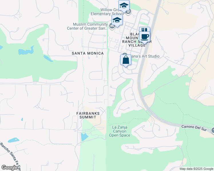 map of restaurants, bars, coffee shops, grocery stores, and more near 7504 Garden Court in San Diego