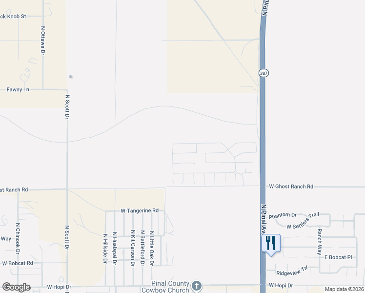 map of restaurants, bars, coffee shops, grocery stores, and more near 586 West Pintail Drive in Casa Grande