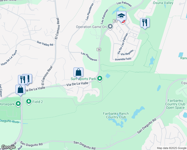 map of restaurants, bars, coffee shops, grocery stores, and more near 14980 Via De La Valle in Del Mar