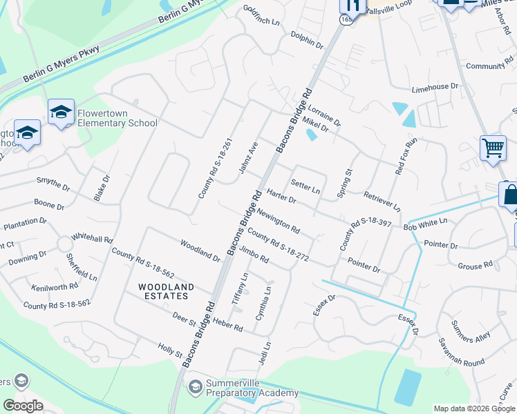 map of restaurants, bars, coffee shops, grocery stores, and more near 101 Newington Road in Summerville