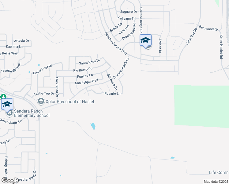 map of restaurants, bars, coffee shops, grocery stores, and more near 14001 Silkwood Drive in Haslet